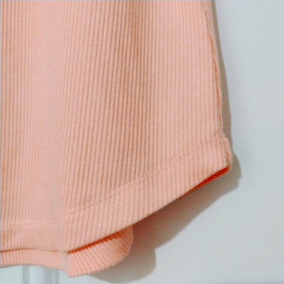 Evereve Top Stevie Twist Sleeve Ribbed Pastel Pink Peach Stretchy Scoop Neck XS - Picture 8 of 14